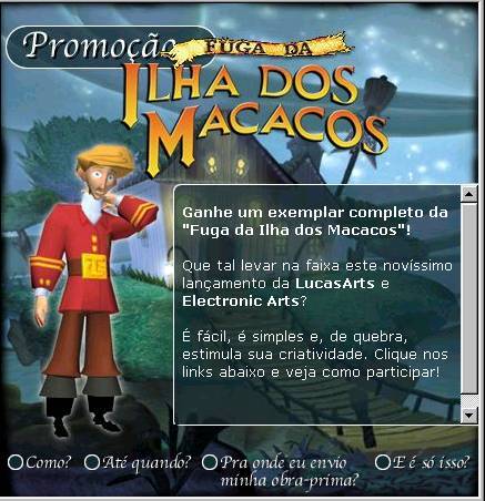 Tela com a promoo do jogo, aberta pelo site em portugus de Monkey Island
