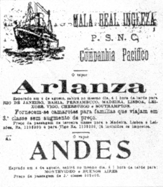 Anncio no jornal 'A Tribuna' de Santos em 1/8/1914